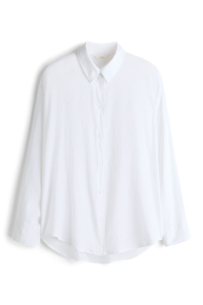 Dolman-sleeved Linen-blend Shirt, Alternate, color, White