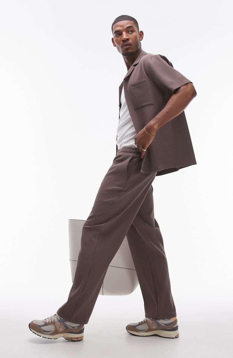 Topman Pinstripe Wide Leg Pants, Alternate, color, 