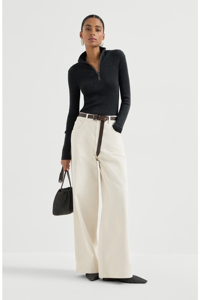 Virgin wool and cashmere sweater, Alternate, color, Anthracite