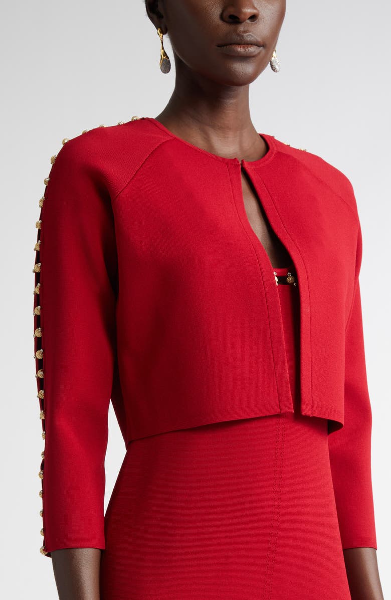 ST. JOHN Suspended Pavé Milano Knit Cardigan, Alternate, color, Haute Red