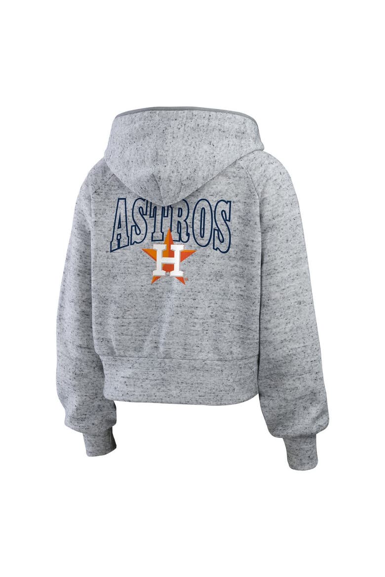 Women's WEAR by Erin Andrews  Heather Gray Houston Astros Speckled Fleece Cropped Full-Zip Hoodie, Alternate, color, Heather Gray