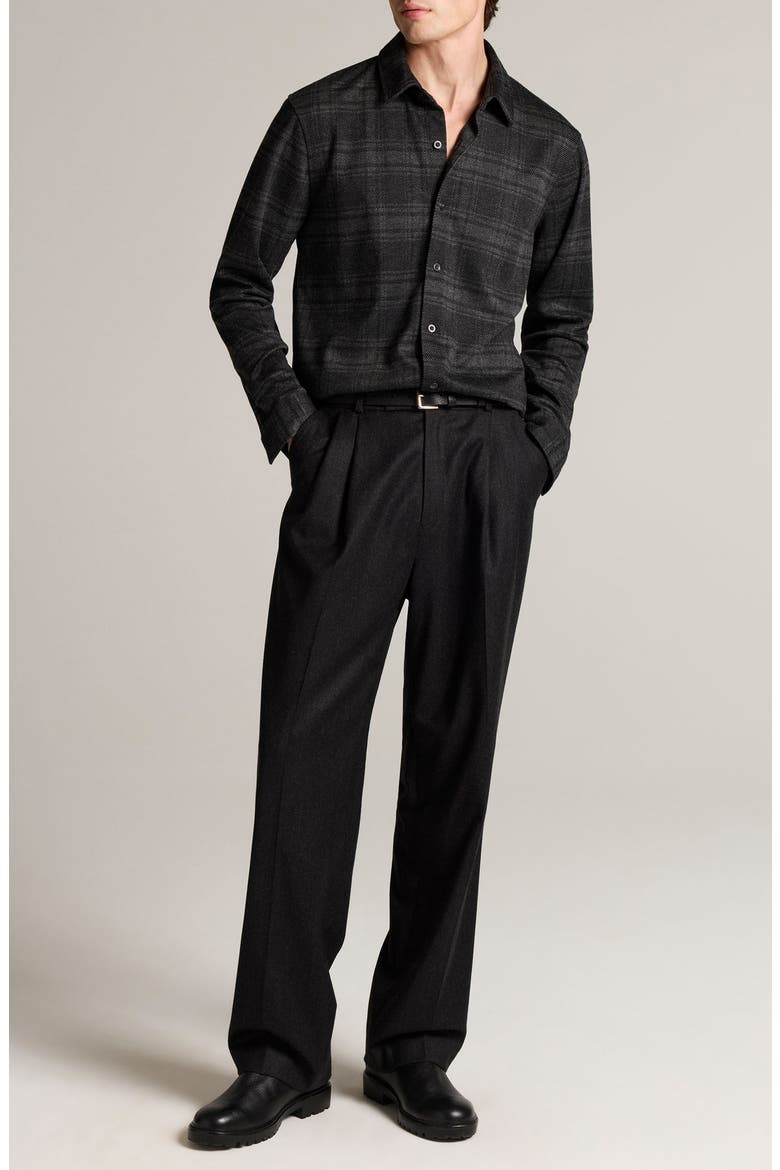 Muted Plaid Cotton & Wool Blend Shirt, Alternate, color, BLACK/ MED H GREY