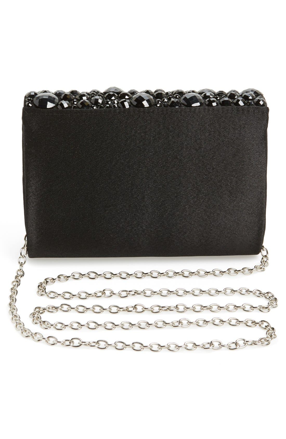 Beaded Flap Clutch, Alternate, color, BLACK