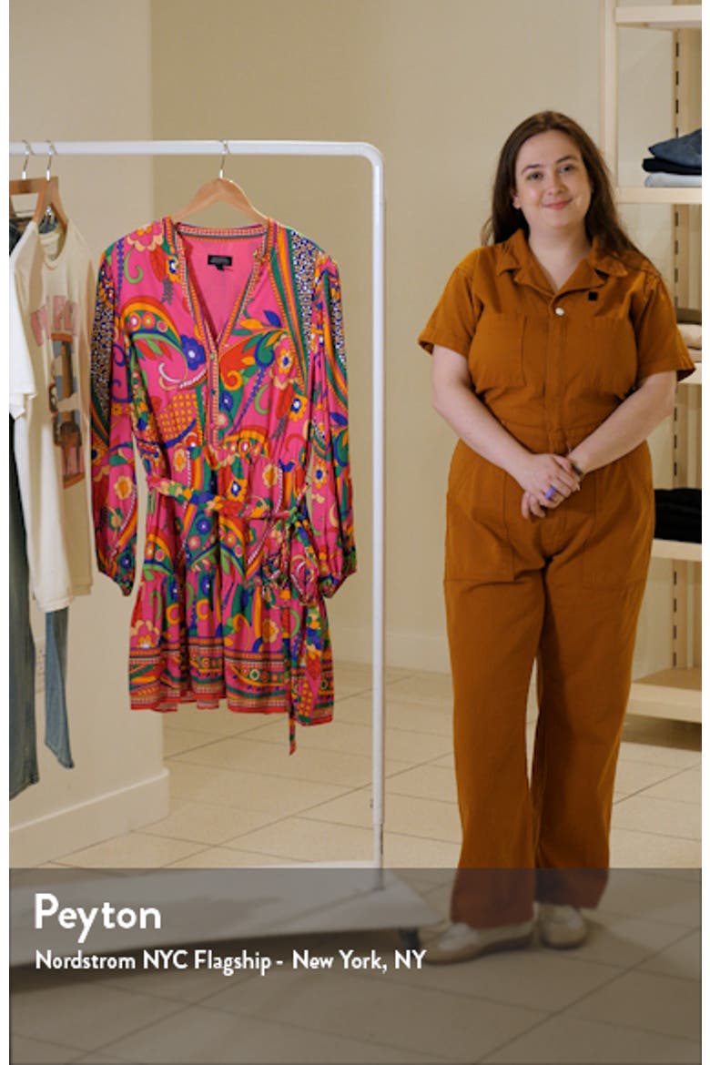 Print Tie Waist Long Sleeve Dress video