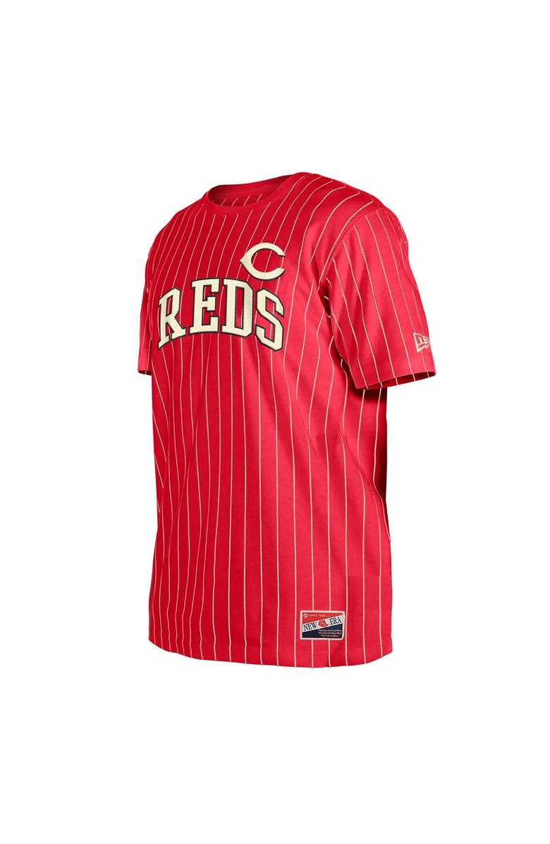 New Era Men's New Era Red Cincinnati Reds Throwback Pinstripe T-Shirt, Alternate, color,