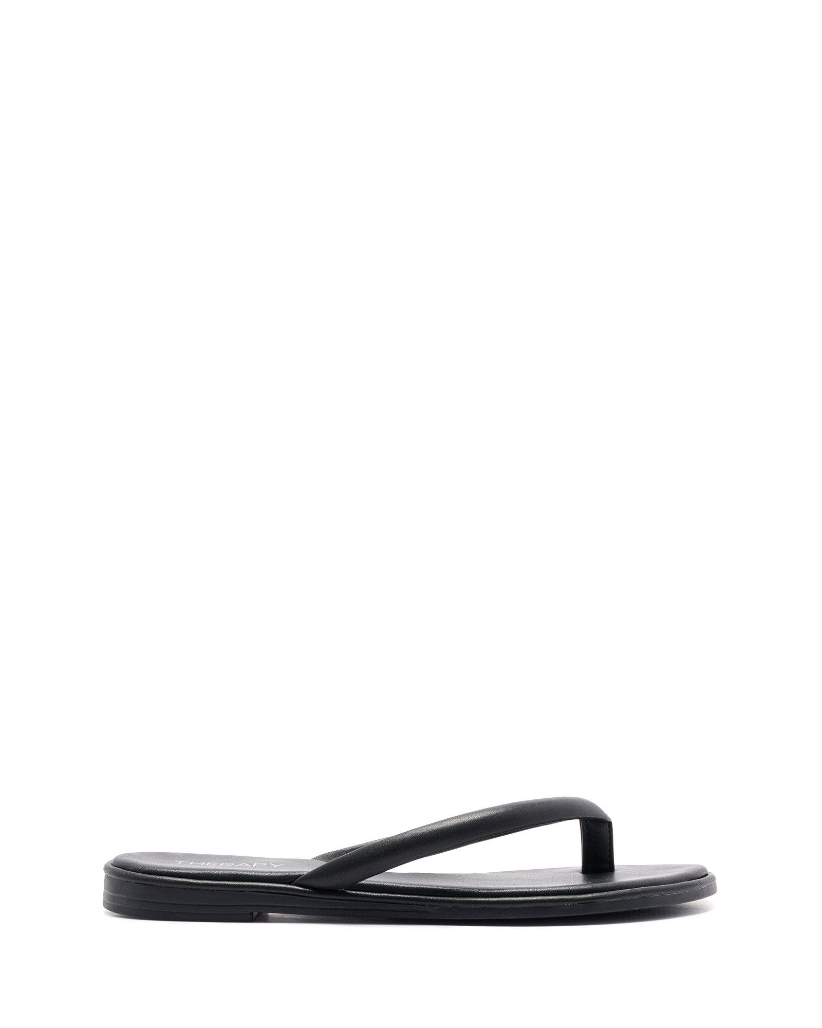 Theory Open Round Toe Sandal, Alternate, color, Black Smooth Pu