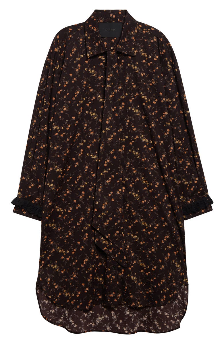 Meruert Tolegen Liberty London Floral Print Long Sleeve Shirtdress, Alternate, color, Brown