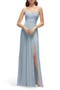 Pleat Detail Strapless Chiffon A-Line Gown
