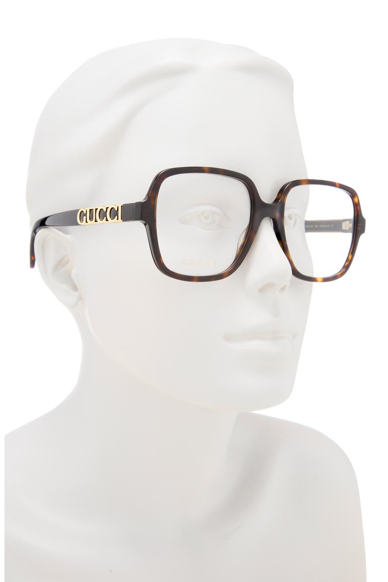 56mm Square Optical Glasses, Alternate, color, HAVANA HAVANA TRANSPARENT