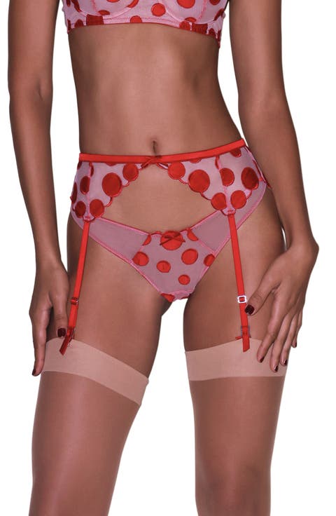 Polka Dot Embroidered Garter Belt