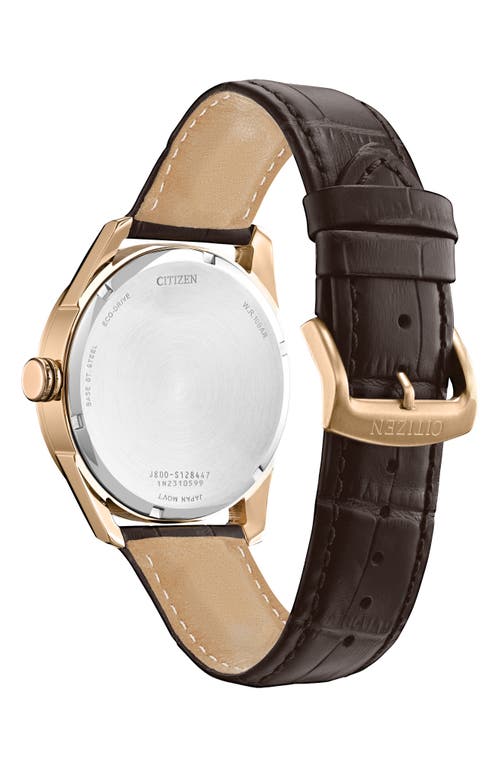 Citizen Sport Luxury Mens Brown Stainless Steel Leather Strap Watch Aw0082-01a In Gold