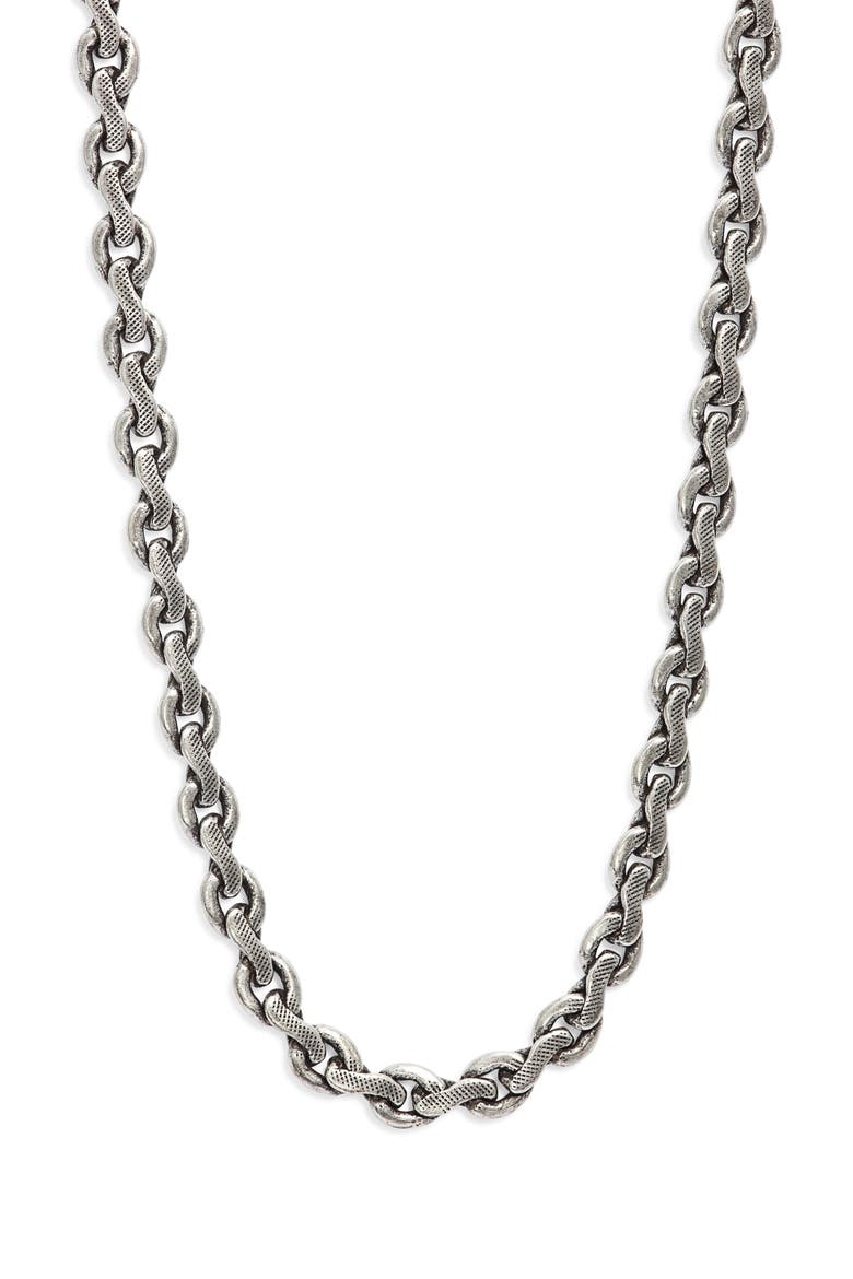 Rhapsody Flat Link Chain Necklace, Main, color, SILVER