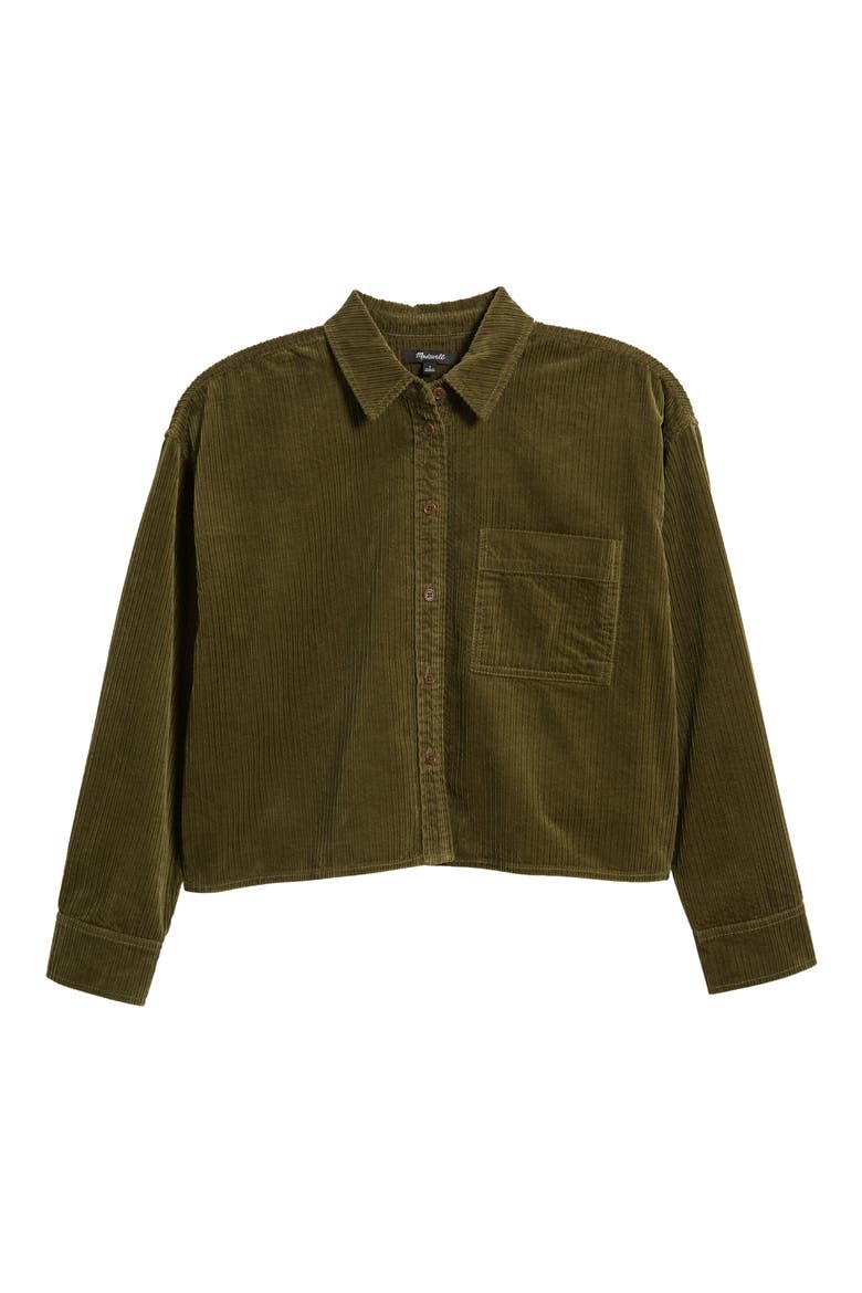 Variegated Corduroy Button-Up Shirt, Alternate, color, KALE