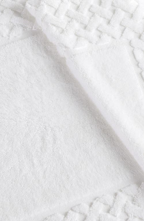 Christy Trellis Textured Cotton Rayon Fibre Blend Bath Mat In White