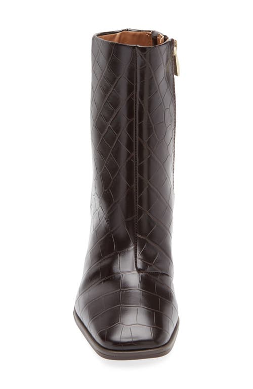 Nordstrom Rack Normandy Block Heel Bootie In Brown Caffe Croco