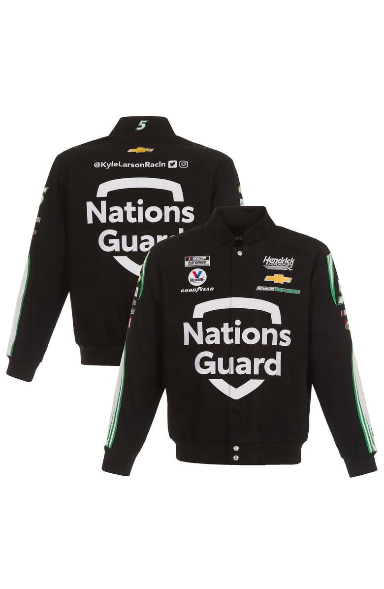 JH DESIGN Men's JH Design Black Kyle Larson Nations Guard Twill Uniform Full-Snap Jacket, Main, color, Black