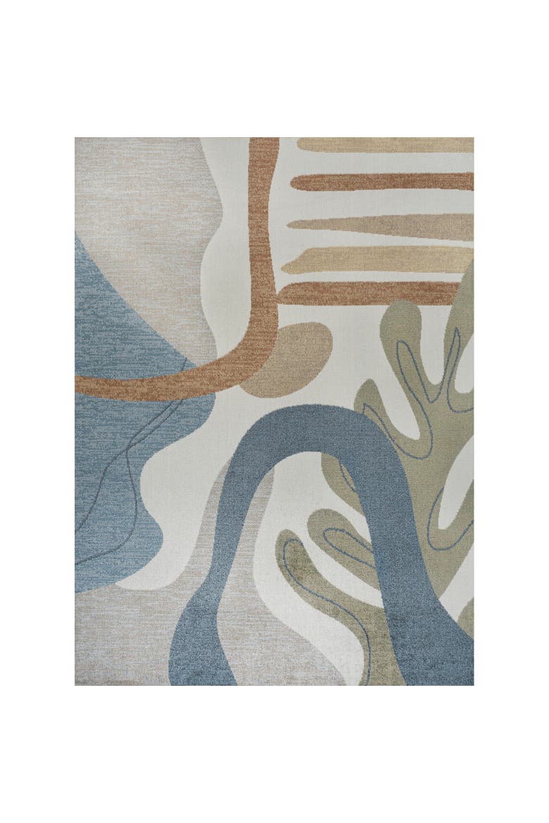 Algae Abstract Glam Botanical Machine-Washable Area Rug, Alternate, color, Cream/Multi