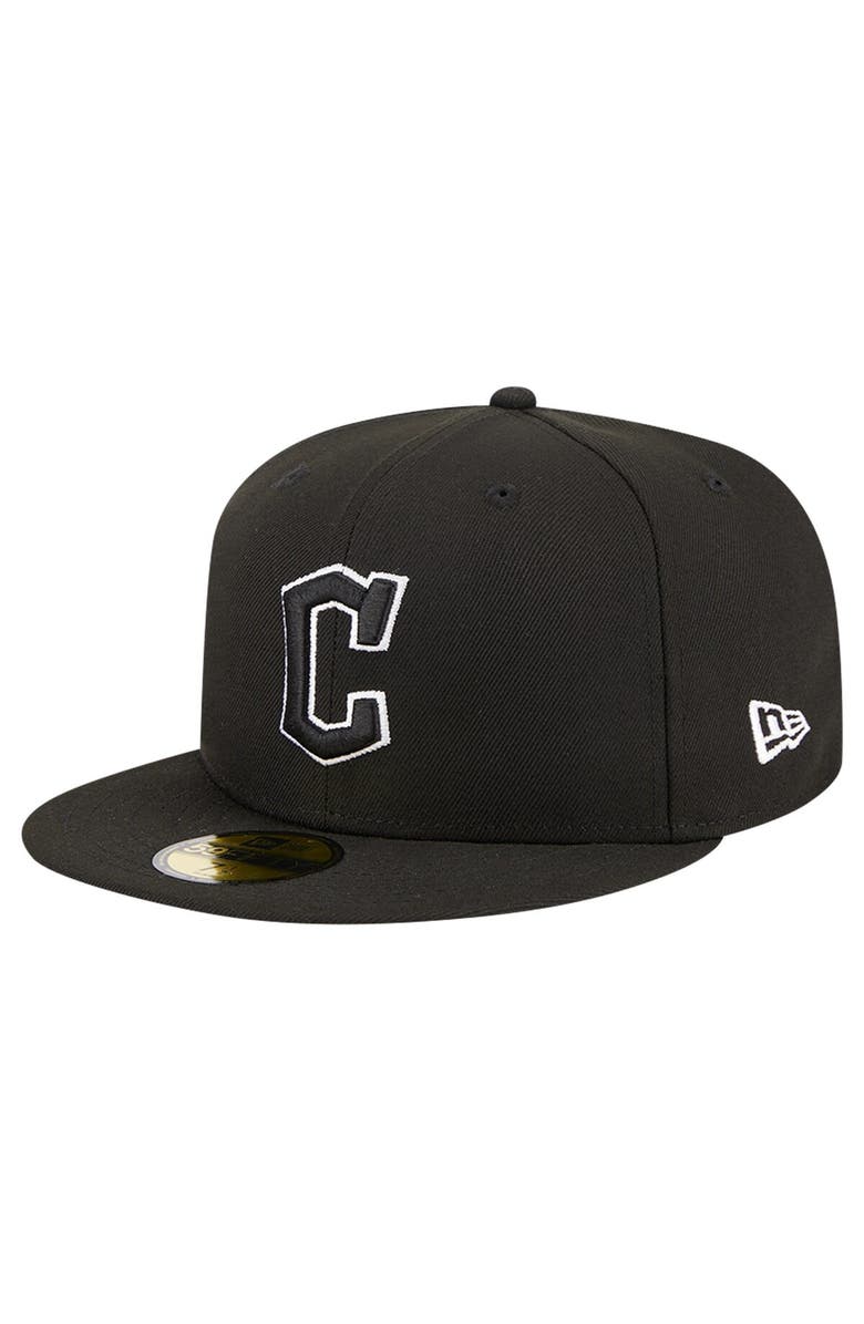 New Era Men's New Era Black Cleveland Guardians Logo 59FIFTY Fitted Hat, Alternate, color, Black