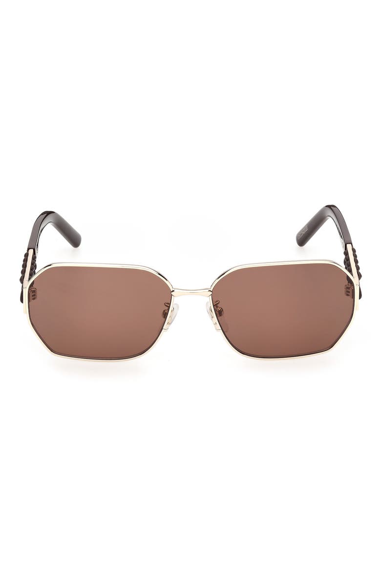 59mm Geometric Sunglasses, Main, color, SHINY PALE GOLD DARK BROWN