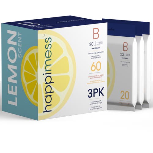 Happimess Scented Trash Can Liners, White Drawstring, In White