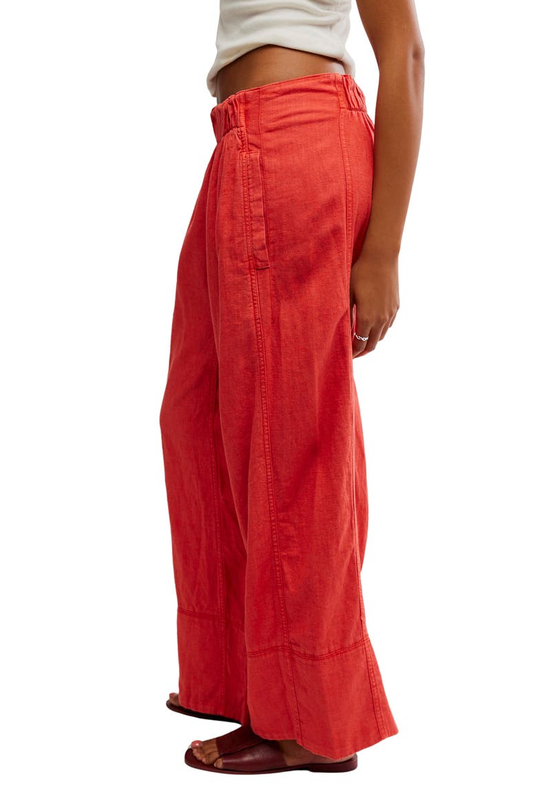 Days End Pull-On Linen Blend Wide Leg Pants, Alternate, color, POPPY RED