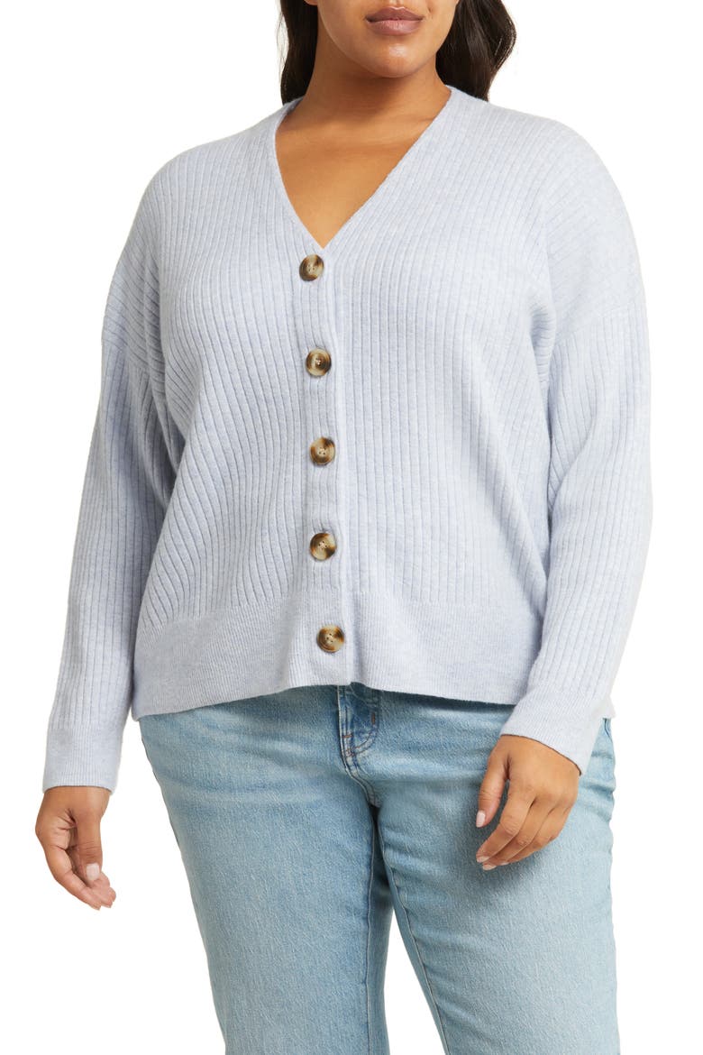 Cameron Rib Coziest Yarn Cardigan Sweater, Alternate, color, HEATHER SERENE BLUE