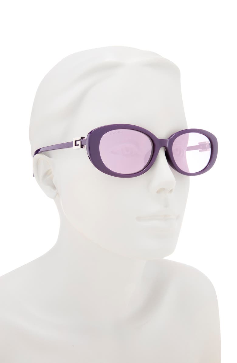 Gucci 55mm Oval Sunglasses, Alternate, color, Violet Violet Violet
