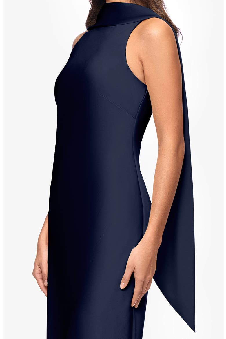 Satin Tie Back Mermaid Gown, Alternate, color, NAVY