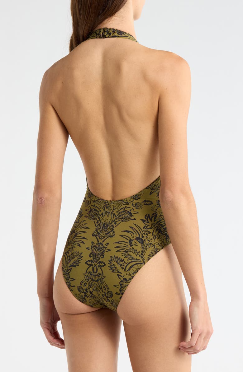 Ulla Johnson Milos One-Piece Swimsuit, Alternate, color, Olive Flora