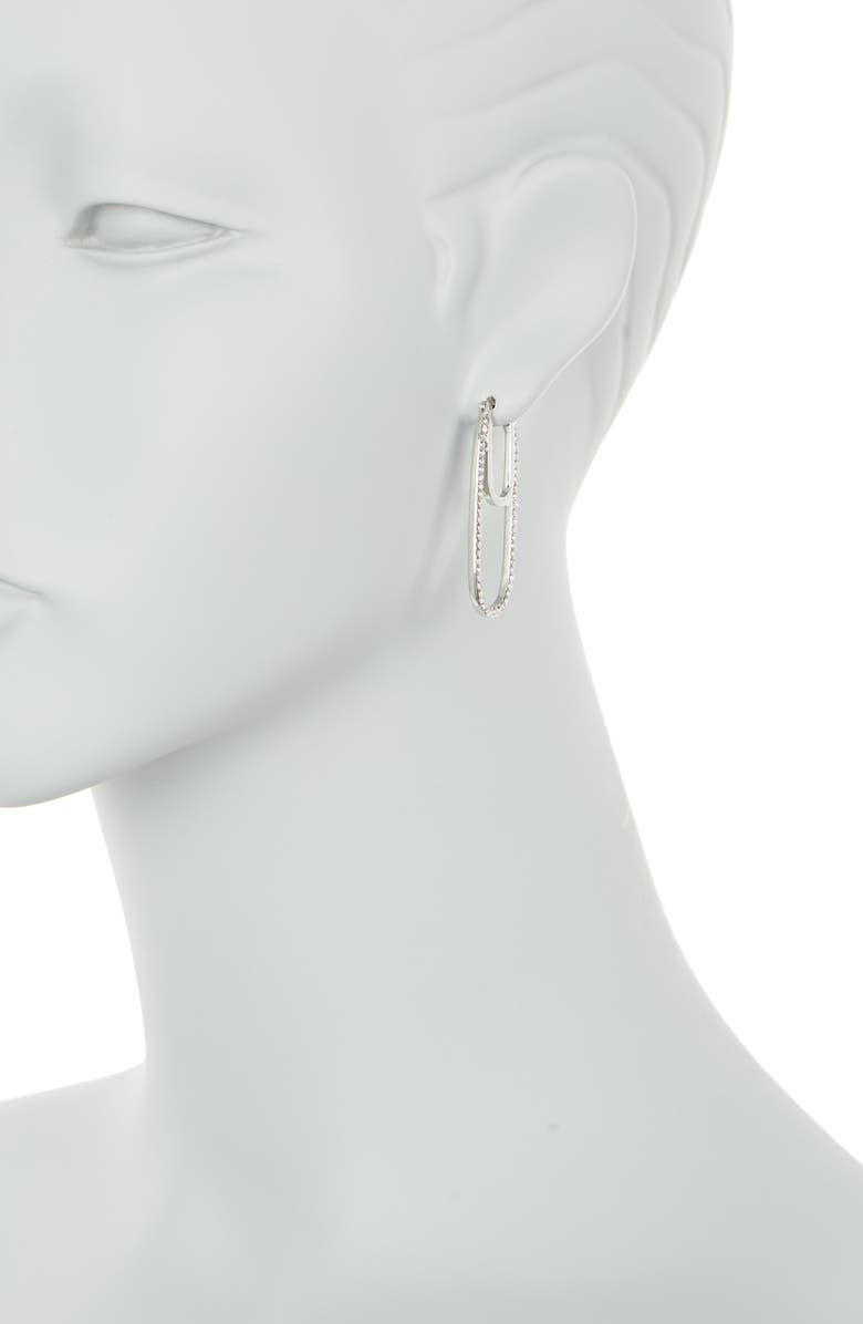 KARL LAGERFELD PARIS Elongated Pavé Crystal Hoop Earrings, Alternate, color, 