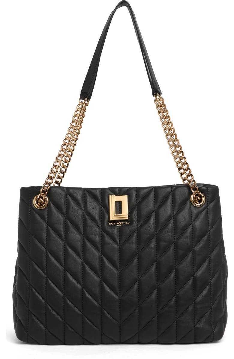 KARL LAGERFELD PARIS Quilted Leather Tote, Main, color,