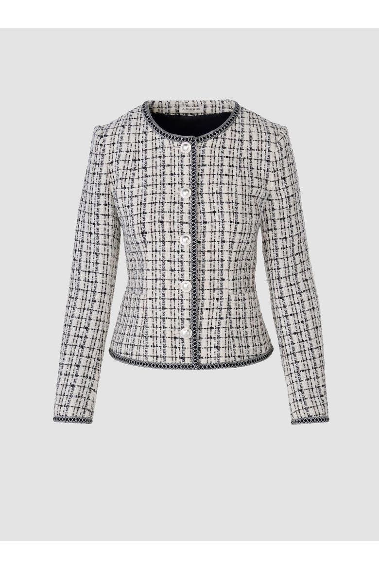 Signature Fancy Tweed Jacket, Alternate, color, Black & White
