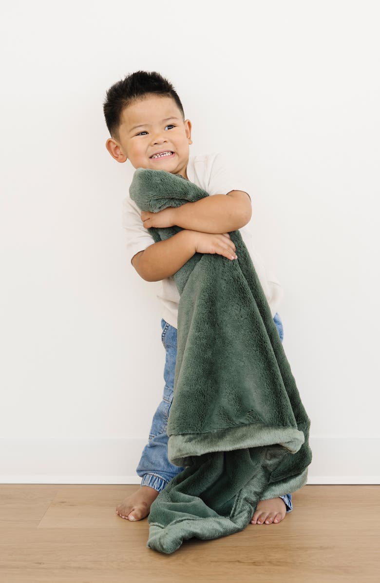 SARANONI Faux Fur Recieving Blanket, Alternate, color, Hunter