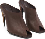 McQueen Horn Shaped Heel Peep Toe Mule