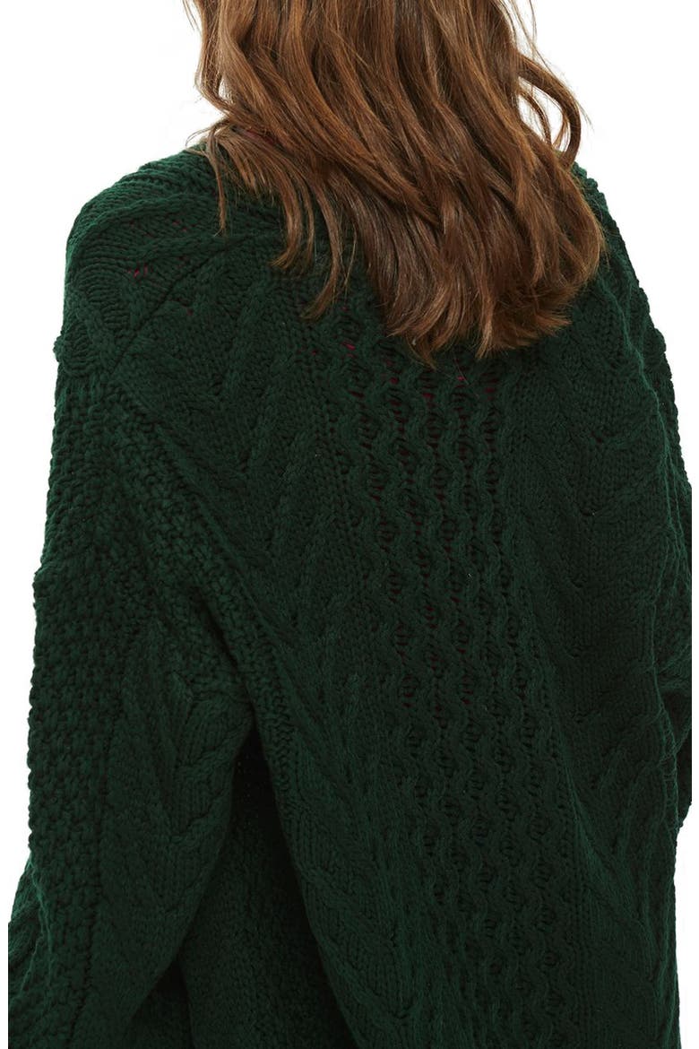 Long Open Front Cardi, Alternate, color, DARK GREEN
