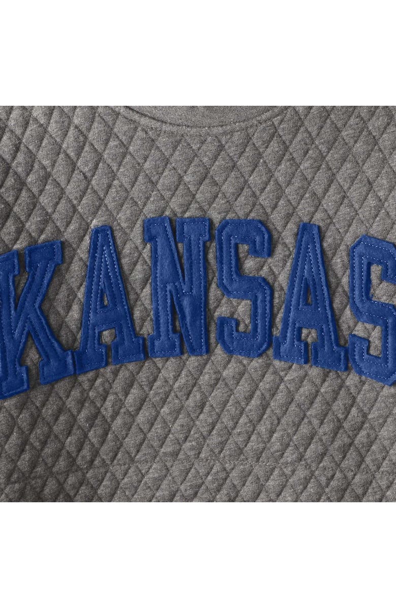 PRESSBOX Women's Pressbox Heather Charcoal Kansas Jayhawks Moose Quilted Pullover Sweatshirt, Alternate, color, Heather Gray