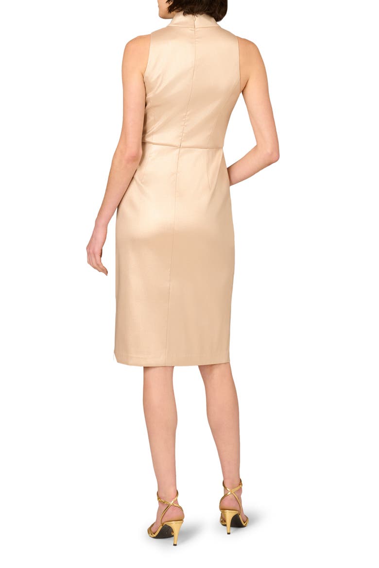 Foiled Stretch Mikado Cocktail Dress, Alternate, color, CHAMPAGNE/ GOLD