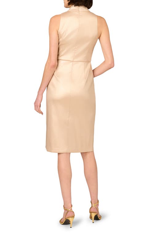 Aidan Mattox Foiled Mikado Dress In Champagne/gold