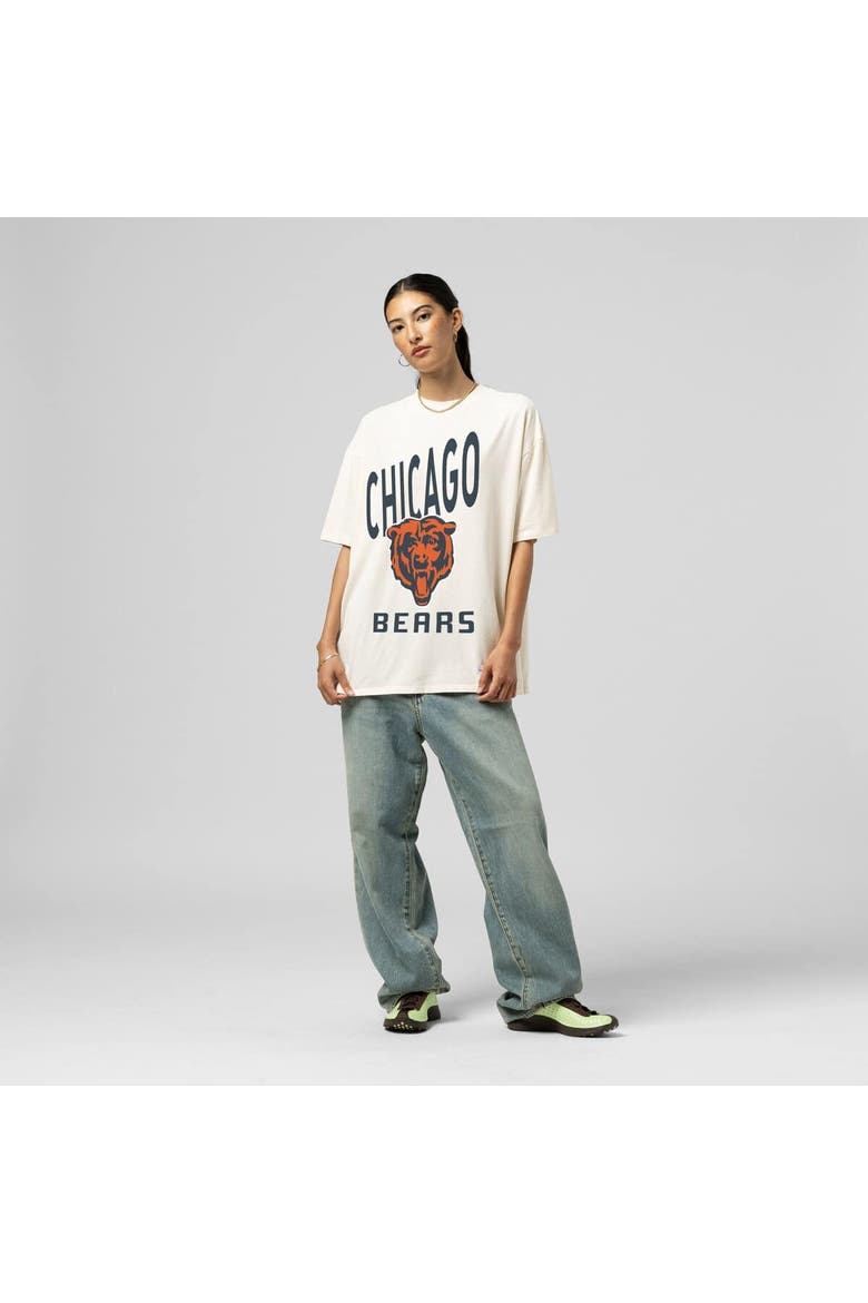 Women's Mitchell & Ness  Cream Chicago Bears Logo Rise Boyfriend T-Shirt, Main, color, Cream