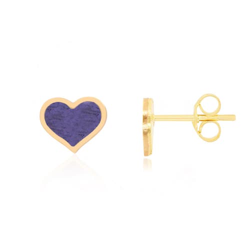 The Lovery Fine Jewelry Large Amethyst Heart Stud Earrings In Purple