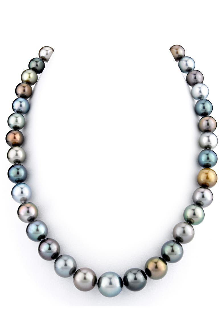 10-12mm Tahitian South Sea Pearl Multicolor Necklace - Premier AAAA Quality, Main, color, Yellow Gold Clasp