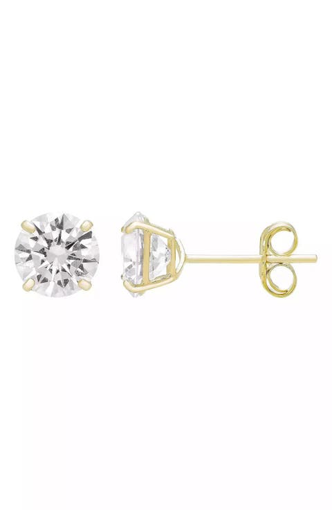 14K Gold Cubic Zirconia 4mm Stud Earrings