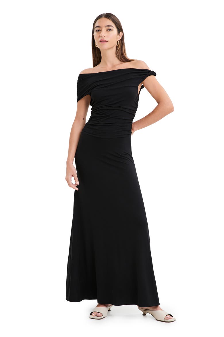 Manon Off the Shoulder Maxi Dress, Alternate, color, BLACK