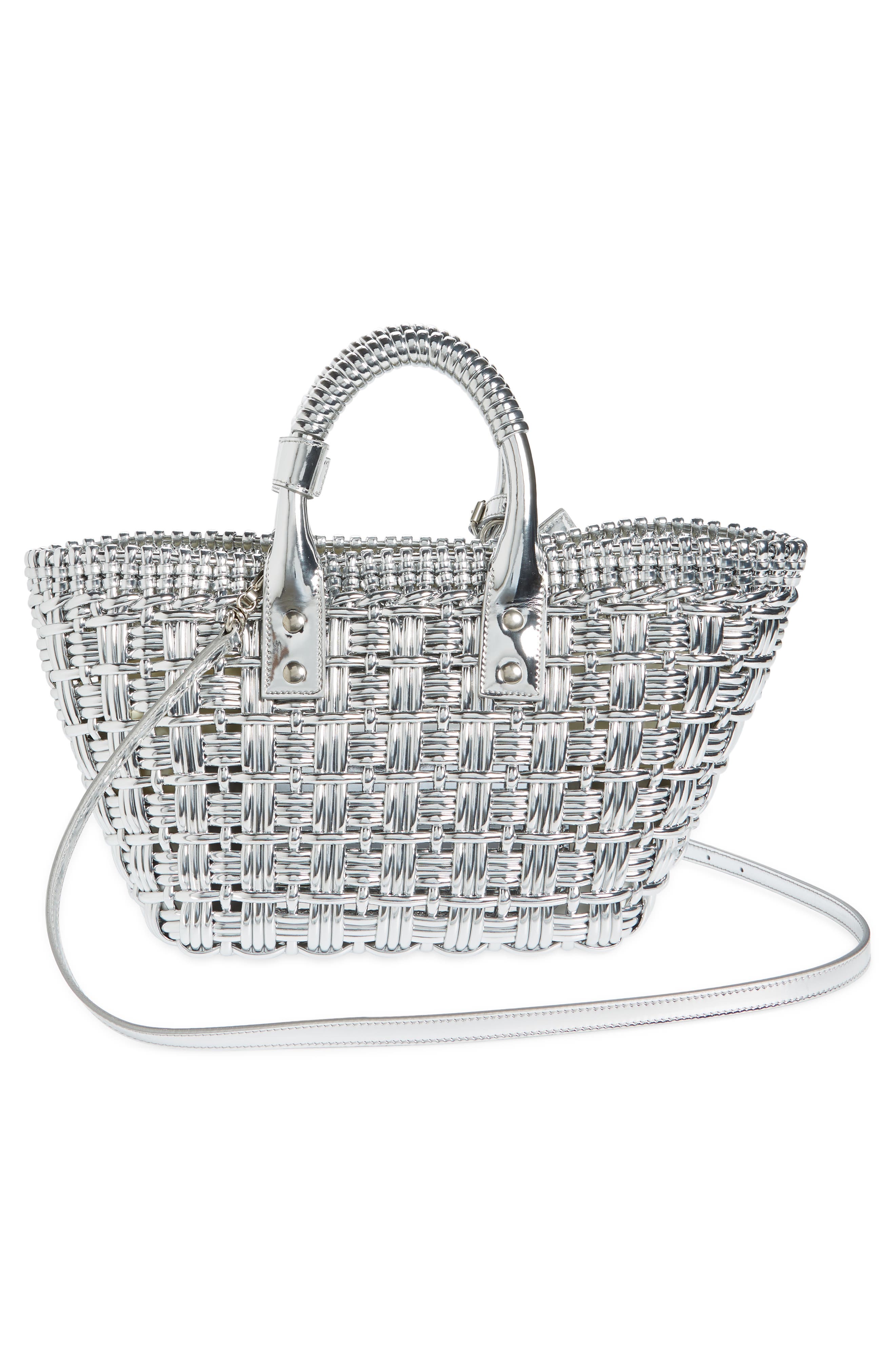 Balenciaga Extra Small Mirrored Bistro Basket Shoulder Bag, Alternate, color, 