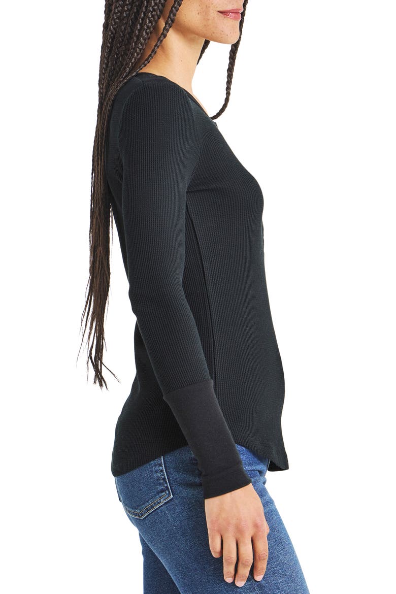 Forever Thermal Knit Henley, Alternate, color, BLACK