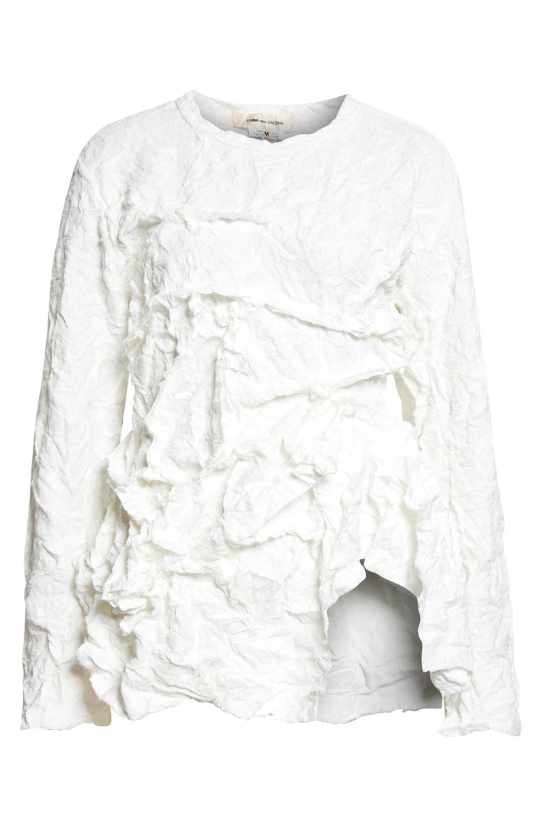 Comme des Garçons Raschel Knit Crushed Ruffle Top, Alternate, color, White