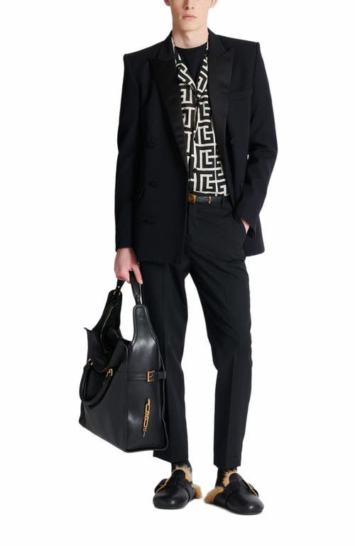 Balmain Pyjama Shirt With Monogrammed Print In Black
