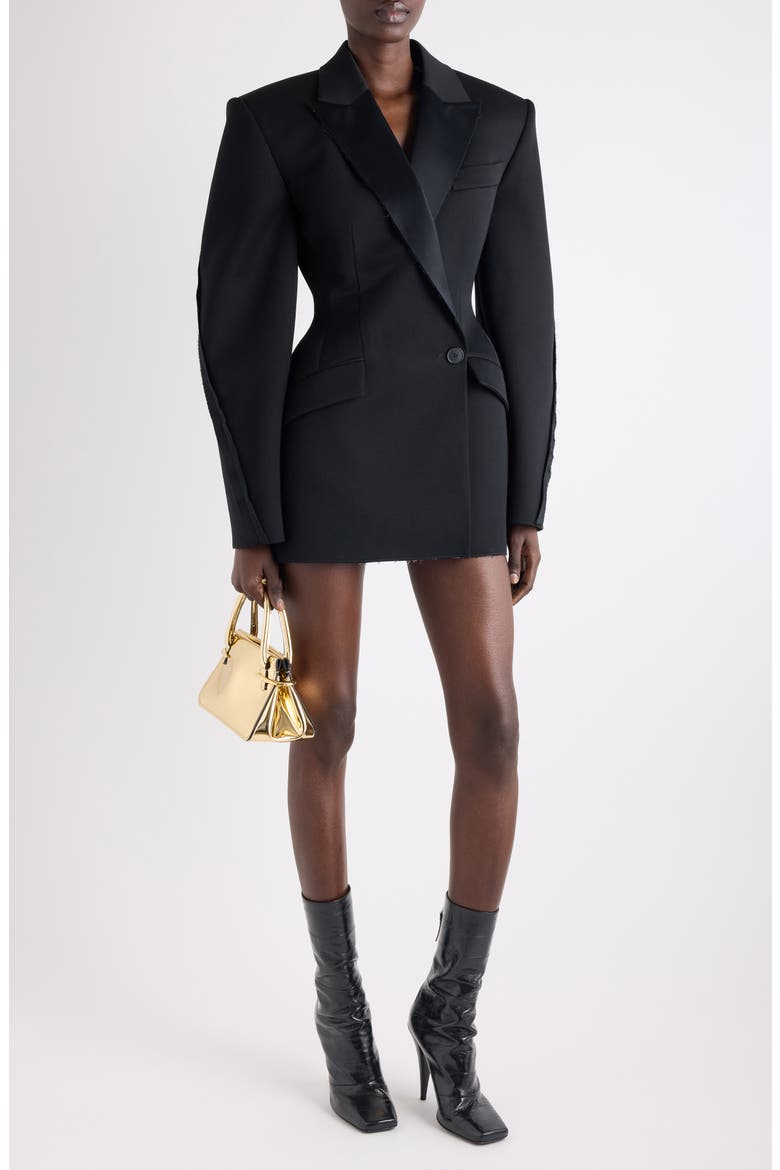 Reversed Seam Cocoon Jacket Dress, Alternate, color, BLACK