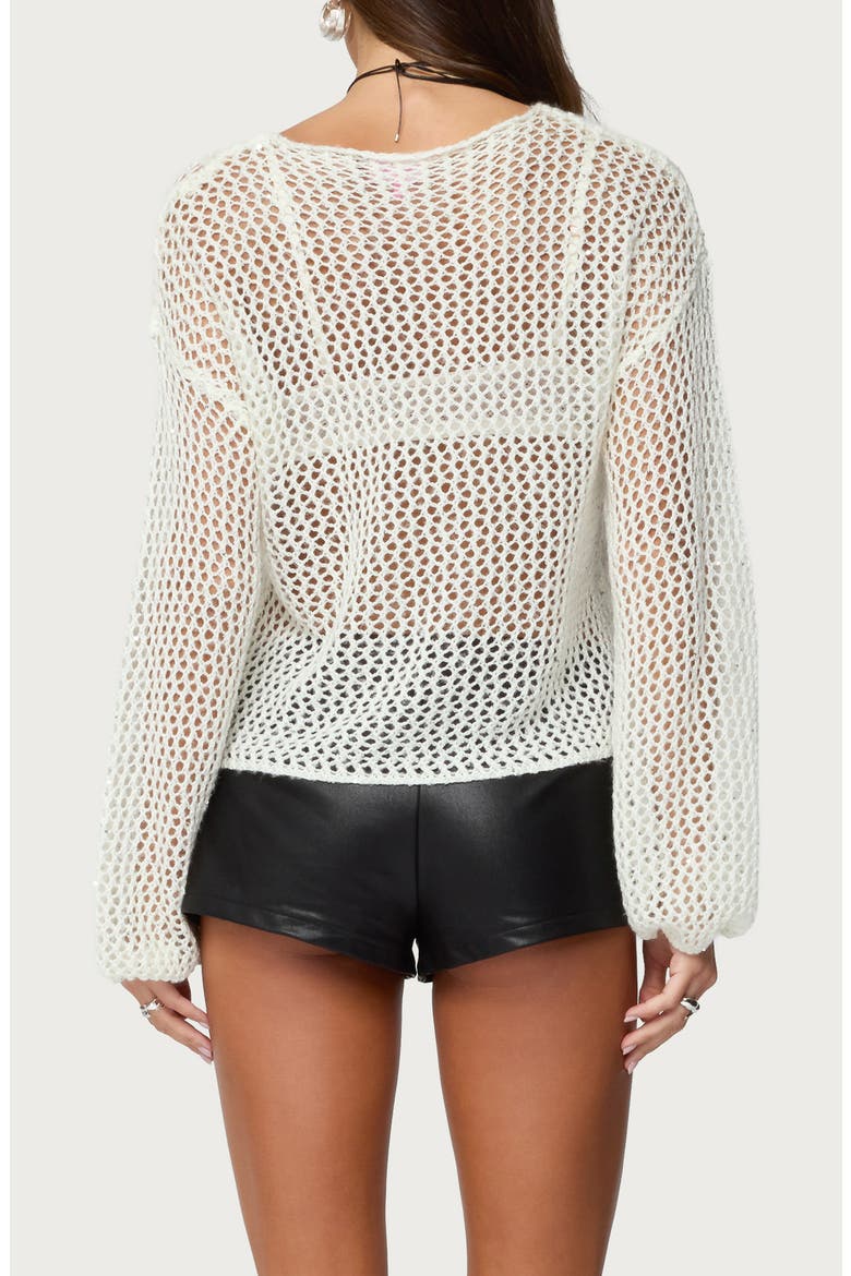 Charlise Sequin Open Knit Top, Alternate, color, WHITE