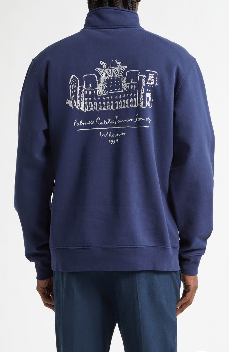 PALMES Public Chain Stitch Quarter Zip Fleece Sweatshirt, Alternate, color, Navy